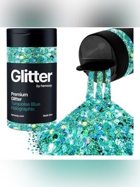 Hemway Premium Glitter Shaker Emerald Green Holographic 120g - face, body, craft